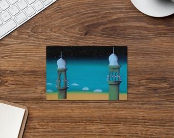 Eid Mubarak Greeting Card – 4x6" Islamic Celebration Card, Muslim Art Print