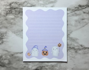 Halloween Ghost and Pumpkin Notepad