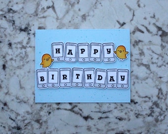 Texting Happy Birthday Card | Handmade Birthday Card | Happy Birthday Card | Blue Happy Birthday Card | Birthday Card