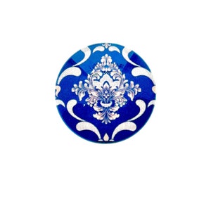 30mm Royal Blue Classic Cabochon, Photo Glass Cab, Grand bouchon de bouteille rond fait à la main de 1,2 pouce, Pendentif collier, Bijoux Trouvailles