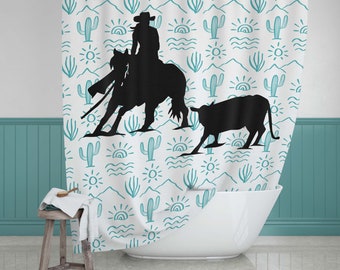 Cutting horse / Reining cow horse / Cow cutting / Cowgirl cutting horse / Cowgirl quarter horse / Quarter horse reining / Shower Curtain