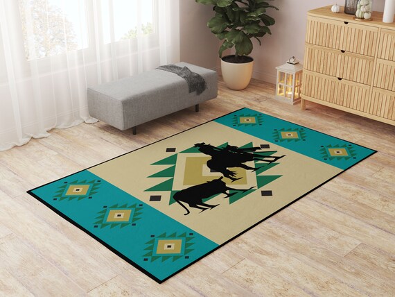 Cow cutting rug / Reining Cow horse rug / Western style rug / Cow cutting / AQHA / NCHA / Quarter horse decor