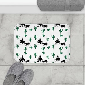 Cutting Horse Bath Mat / Reining Cow horse / Cutting horse / Cow cutting / Reining Horse / Cutting Horse Decor