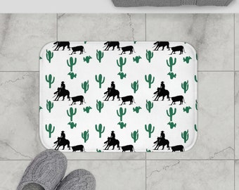 Cutting Horse Bath Mat / Reining Cow horse / Cutting horse / Cow cutting / Reining Horse / Cutting Horse Decor