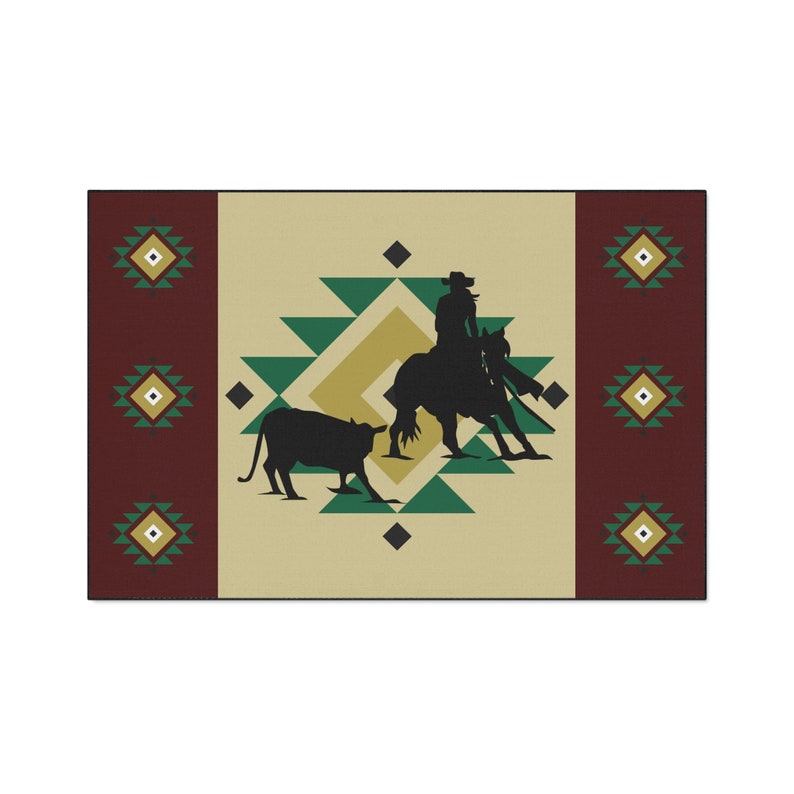Cow cutting rug / Reining Cow horse rug / Western style rug / Cow cutting / AQHA / NCHA / Quarter horse decor image 4