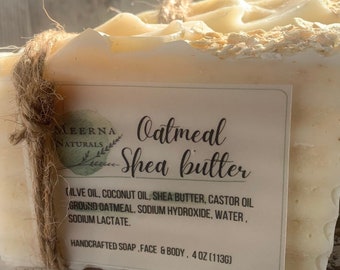 Oatmeal Shea Butter Soap , sensitive skin , baby soap, eczema skin , 4 oz.