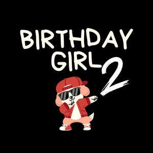 Menina de aniversário SVG, Design de camisa de aniversário de cachorrinho legal, Arquivo de corte de aniversário de 2 anos para Cricut e Silhouette, Festa de aniversário de menina SVG PNG, Gpeg