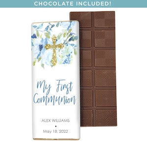 First Communion - Belgian Candy Bar 2 oz. Chocolate Bar + Custom wrapper Incl. Min. Order 12 Units
