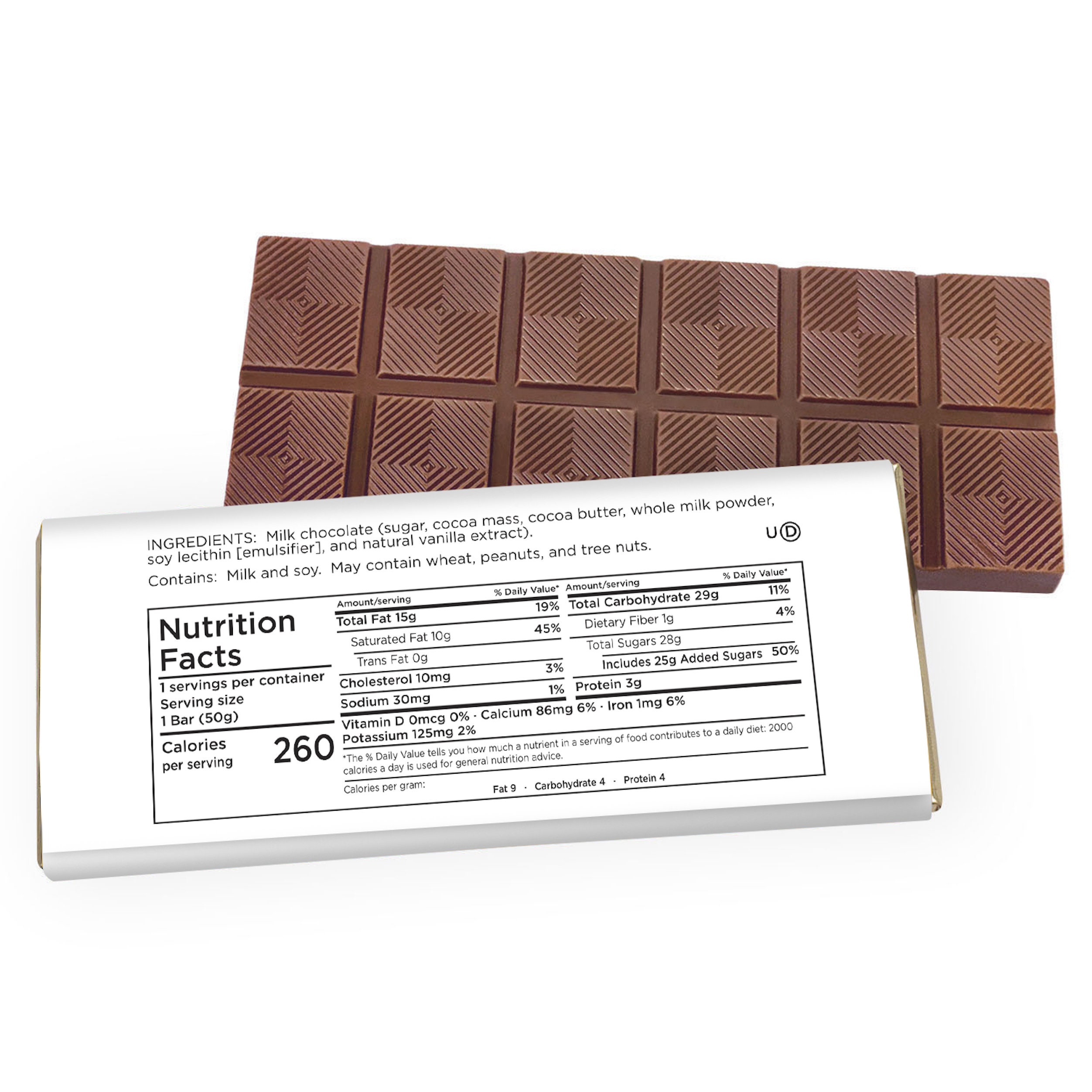 Custom Chocolate Bars -2oz  Includes Custom Logo Wrapper