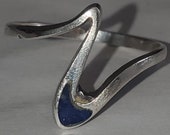 Vintage sterling silver and lapis lazuli zig zag ring size 9.5