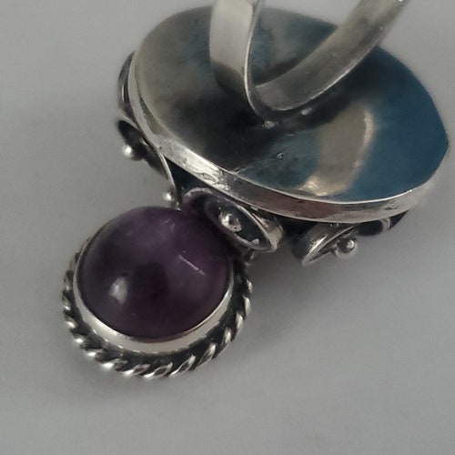 Vintage adjustable signed sterling silver and shops amethyst poison ring