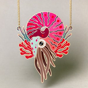 DEEP SEA BABY ++ gold statement acrylic brooch oldschool style tattoo vintage gold punk classic nautilus design laser cut