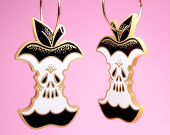 DEVIL'S SEED ++ gold statement acrylic earrings oldschool style tattoo vintage gold rockabilly appel skull jewelry laser cut