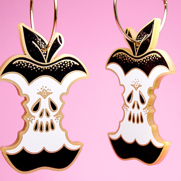 DEVIL'S SEED ++ gold statement acrylic earrings oldschool style tattoo vintage gold rockabilly appel skull jewelry laser cut