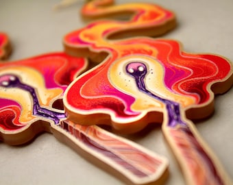 Golden Burning Matchstick Acrylic Earrings – Statement Jewelry