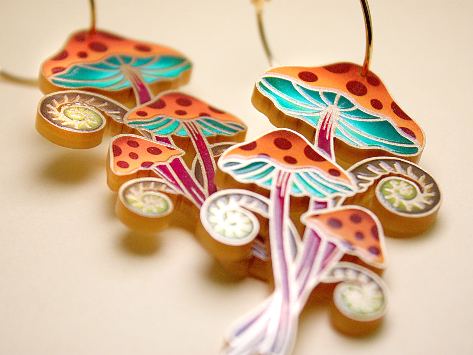Fern Magic Fern Magic Mushroom Earrings Gold – Botanical Statement Jewelry ...
