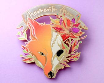 MEMENTO MORI ++ gold statement acrylic brooch oldschool style tattoo vintage gold punk rockabilly lasercut fox skull flowers
