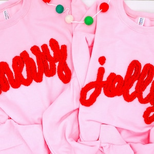 ADULT Merry Sweatshirt with Chunky Chenille  Yarn- Customizable