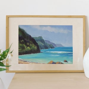 Napali Coast digital wall art, Kauai Island Hawaii printable Wall Art, Ocean, seascape, coastline, blue water Digital Download Jackie Lee