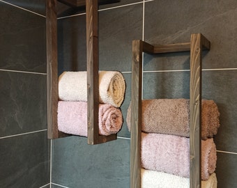 Porte-serviettes en bois, étagère meuble de salle de bain
