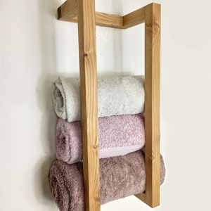 Wooden towel rack, bathroom furniture shelf