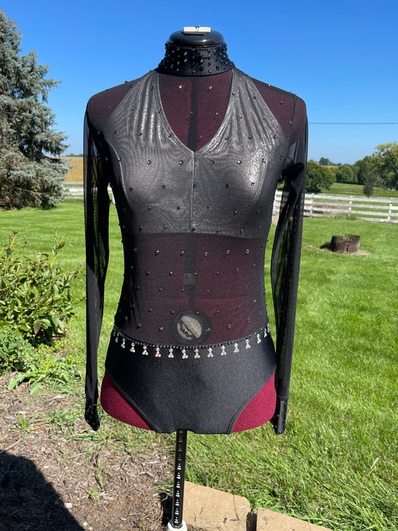 Black & Silver Rhinestone Dance Costume, Adult Large - Etsy display picture 1