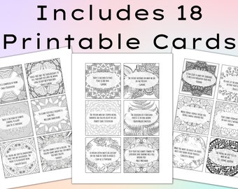 Inspirational Quote Cards Affirmation Cards Motivational Sayings Ready to Color Encouragement Cards with BONUS Editable Templates!