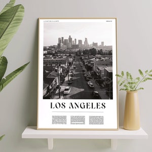 Los Angeles High Quality Digital Print | USA California Black And White Vintage Wall Art | Los Angeles Wall Art Poster