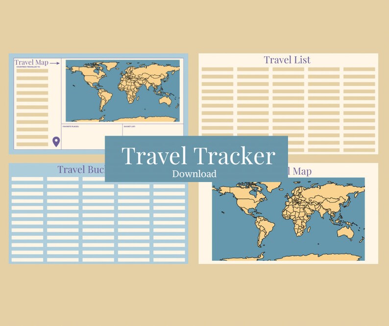 TRAVEL TRACKER Map and List Map to Keep Track of Travel Pin Etsy