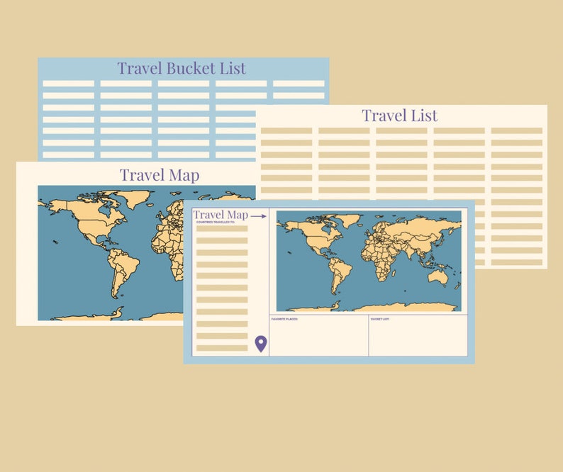 TRAVEL TRACKER Map and List Map to Keep Track of Travel Pin Etsy