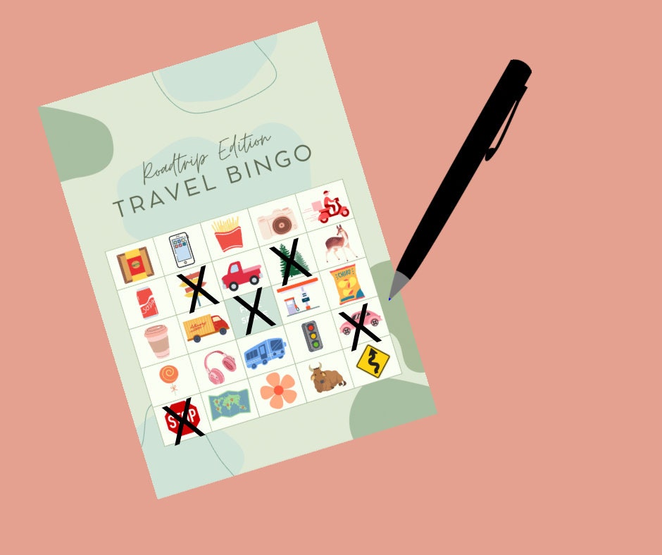 TRAVEL BINGO Game for Kids and Adults Roadtrip Travel Game Etsy