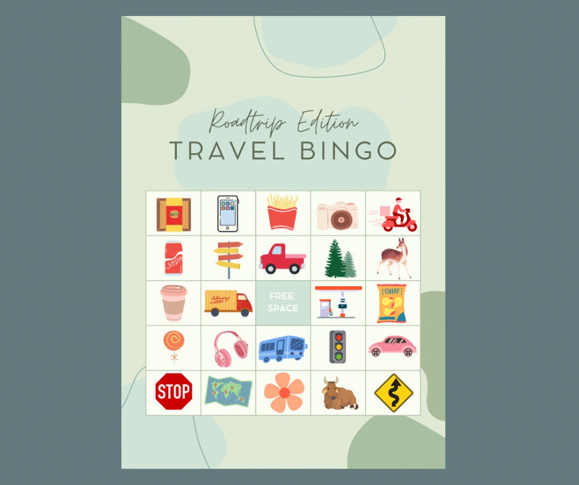 TRAVEL BINGO Game for Kids and Adults Roadtrip Travel Game Etsy