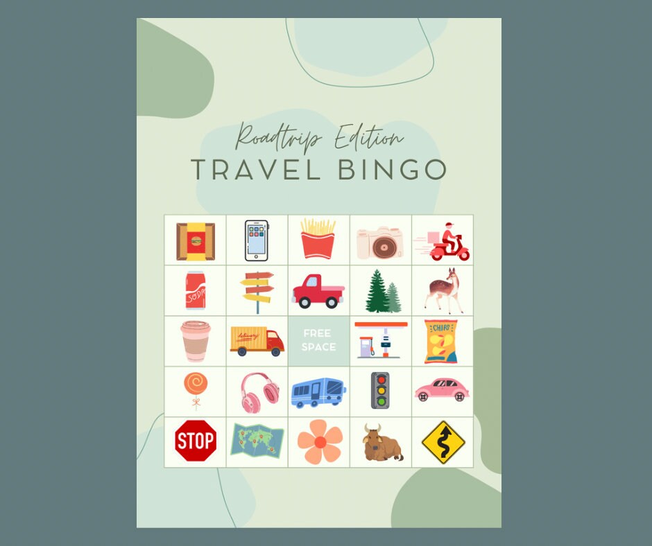 TRAVEL BINGO Game for Kids and Adults Roadtrip Travel Game Etsy