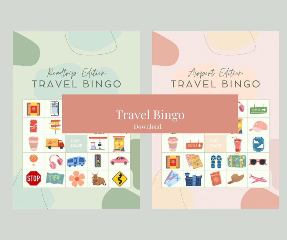 TRAVEL BINGO Game for Kids and Adults Roadtrip Travel Game Etsy