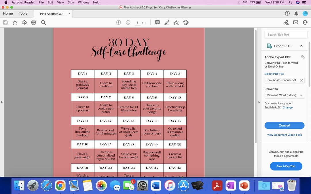 30 Day Self Care Planner - Etsy