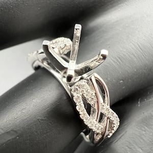14k White Gold and Diamond Engagement Ring Semi Mount Setting by John Bagley
