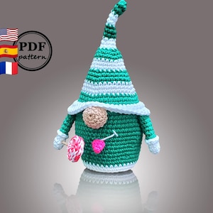 crochet pattern, Davy Gnome and his lollipop amigurumi digital download pdf