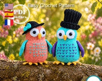 Patrón de ganchillo, búho amigurumi, búho de ganchillo adorable, apto para principiantes, descarga en PDF