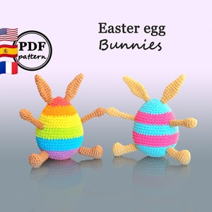 crochet pattern, Easter Egg Bunnies amigurumi digital download pdf