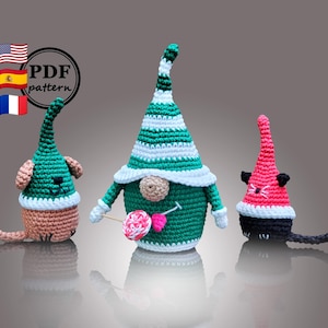 crochet pattern, Davy and his pets christmas gnomes amigurumi digital download pdf