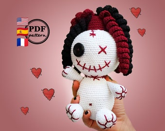 crochet pattern, Baboo the Voodoo doll amigurumi digital download pdf