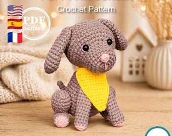Patrón de ganchillo de Grapy el cachorro, adorable amigurumi de perro en PDF, fácil y apto para principiantes.