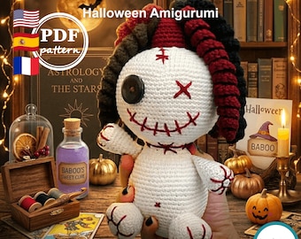 Halloween Voodoo Doll Crochet Pattern PDF, Amigurumi Doll, Spooky Plush Toy, Digital Download, Beginner Friendly