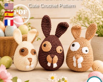 Huevos de conejito de Pascua Amigurumi - Patrón de crochet en PDF - Patrón fácil de primavera (descarga digital)