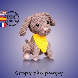crochet pattern, Grapy the puppy amigurumi digital download pdf