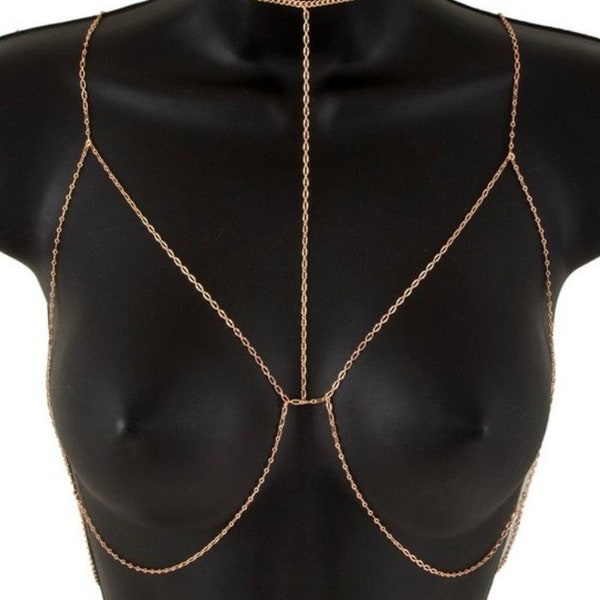 Body Chain Jewelry / Choker Bra Body Chain / Gold