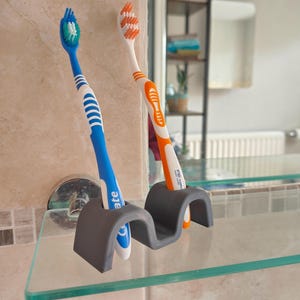 Portacepillos minimalista para 2 cepillos de dientes, soporte para cepillos de dientes, moderno y elegante, impreso en 3D, organizador de baño