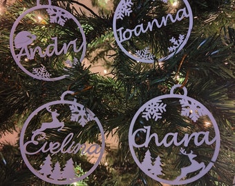 Personalised Name Christmas tree ornaments - Custom bauble set decoration - 3D printed custom made hanging gift