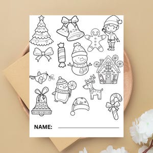 Merry Christmas Coloring Book, Holiday Coloring Sheets, Xmas Coloring Pages, Children&#39;s Craft Kit
