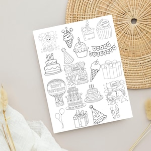 Kids&#39; Happy Birthday Coloring Book, Birthday Party Activity Book, Children&#39;s Gift, Colorful Pages, Fun Birthday Present